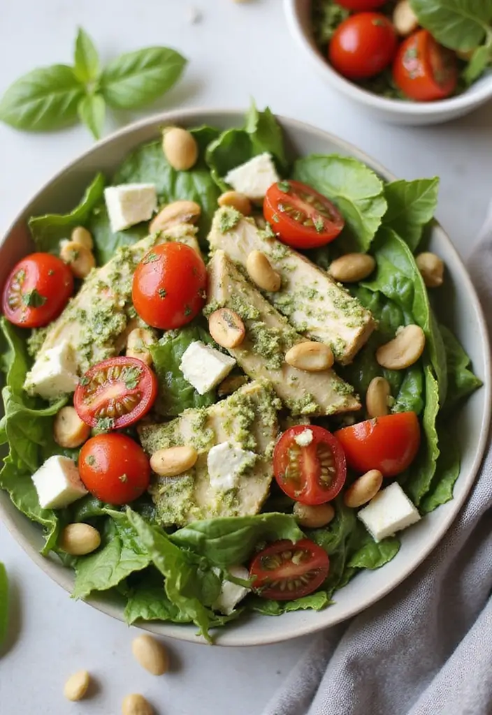 25 Healthy Chicken Salad With Greek Yogurt Recipes That Are Light and Flavorful - 10. Pesto Greek Yogurt Chicken Salad