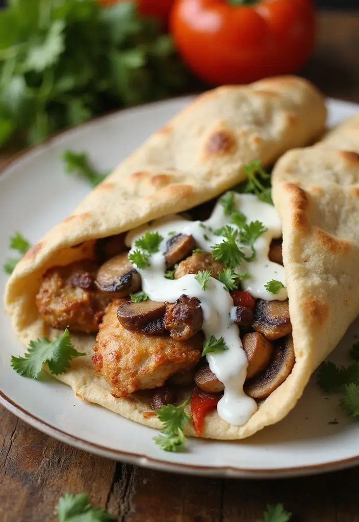 26 Chicken and Mushroom Recipes Healthy and Comforting - 11. Greek Chicken and Mushroom Gyros