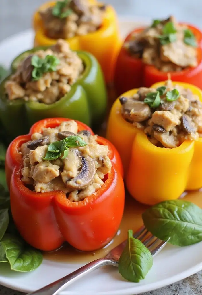 26 Chicken and Mushroom Recipes Healthy and Comforting - 17. Chicken and Mushroom Stuffed Peppers