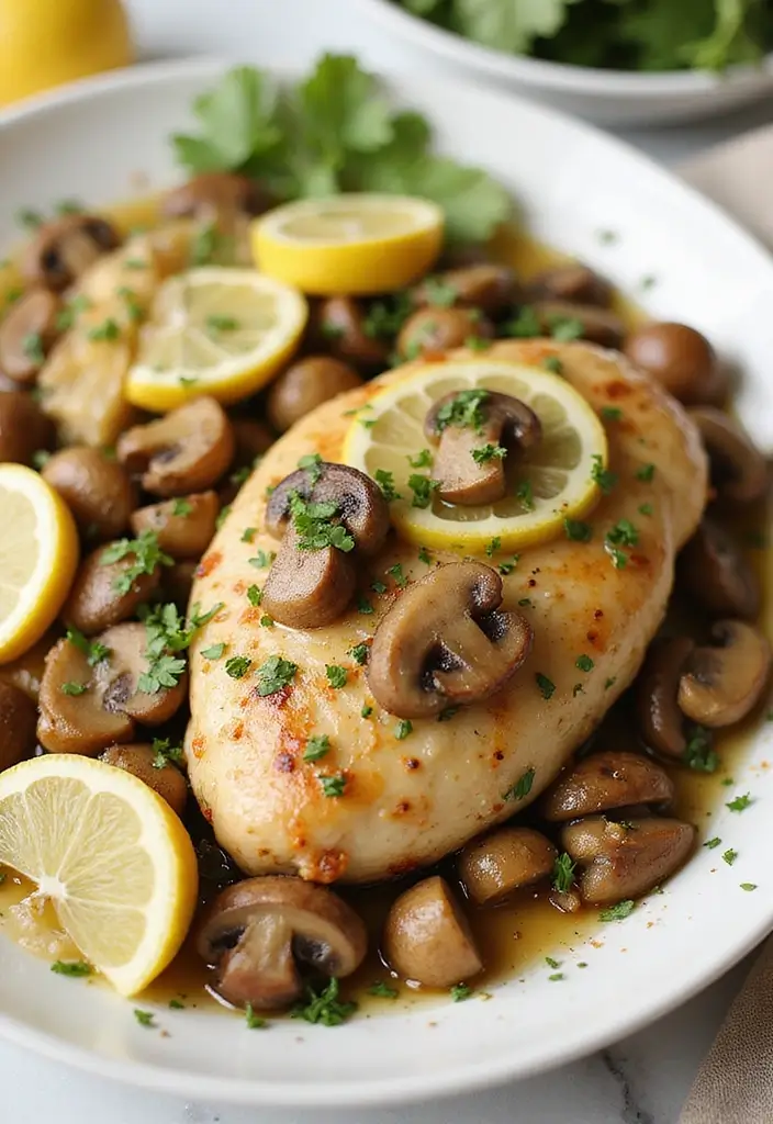 26 Chicken and Mushroom Recipes Healthy and Comforting - 4. Lemon Herb Chicken with Mushrooms