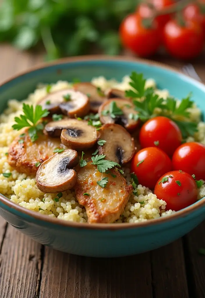 26 Chicken and Mushroom Recipes Healthy and Comforting - 8. Chicken and Mushroom Quinoa Bowl