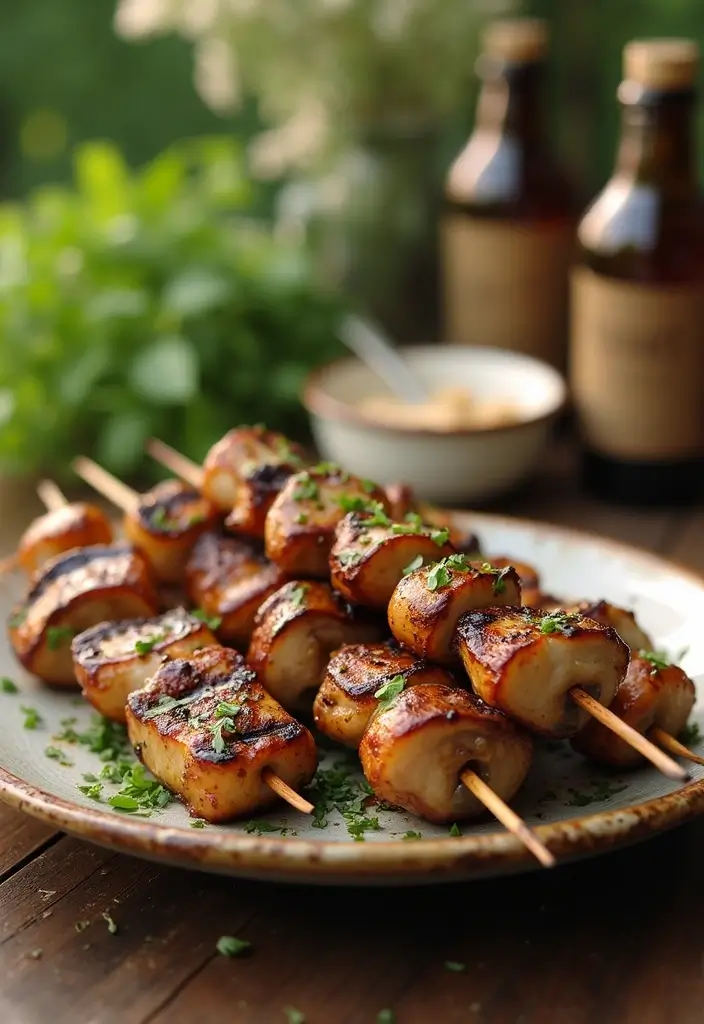 26 Chicken and Mushroom Recipes Healthy and Comforting - 9. Balsamic Chicken and Mushroom Skewers