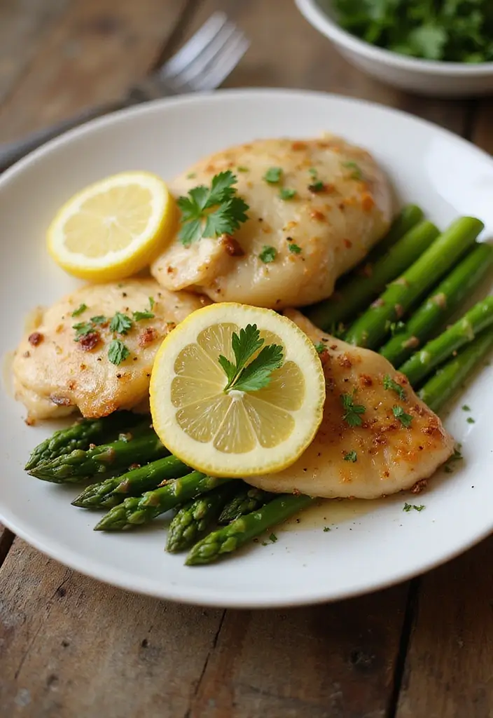 27 Easy Chicken Dinner Recipes Healthy and Quick - 1. Lemon Garlic Chicken with Asparagus
