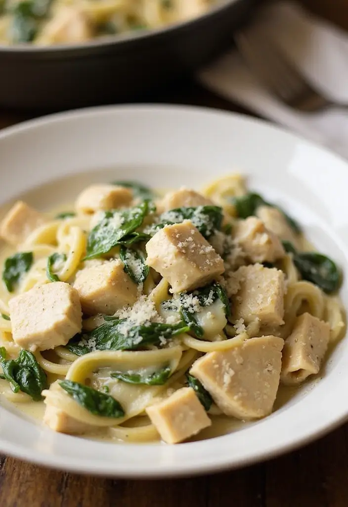27 Easy Chicken Dinner Recipes Healthy and Quick - 13. One-Pan Chicken and Spinach Alfredo