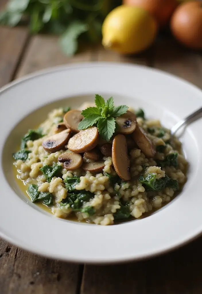 27 Healthy Crock Pot Recipes for Easy Weeknight Dinners - 11. Spinach and Mushroom Risotto