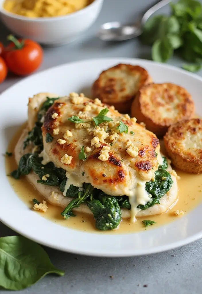 27 Healthy Crock Pot Recipes for Easy Weeknight Dinners - 5. Spinach and Feta Stuffed Chicken