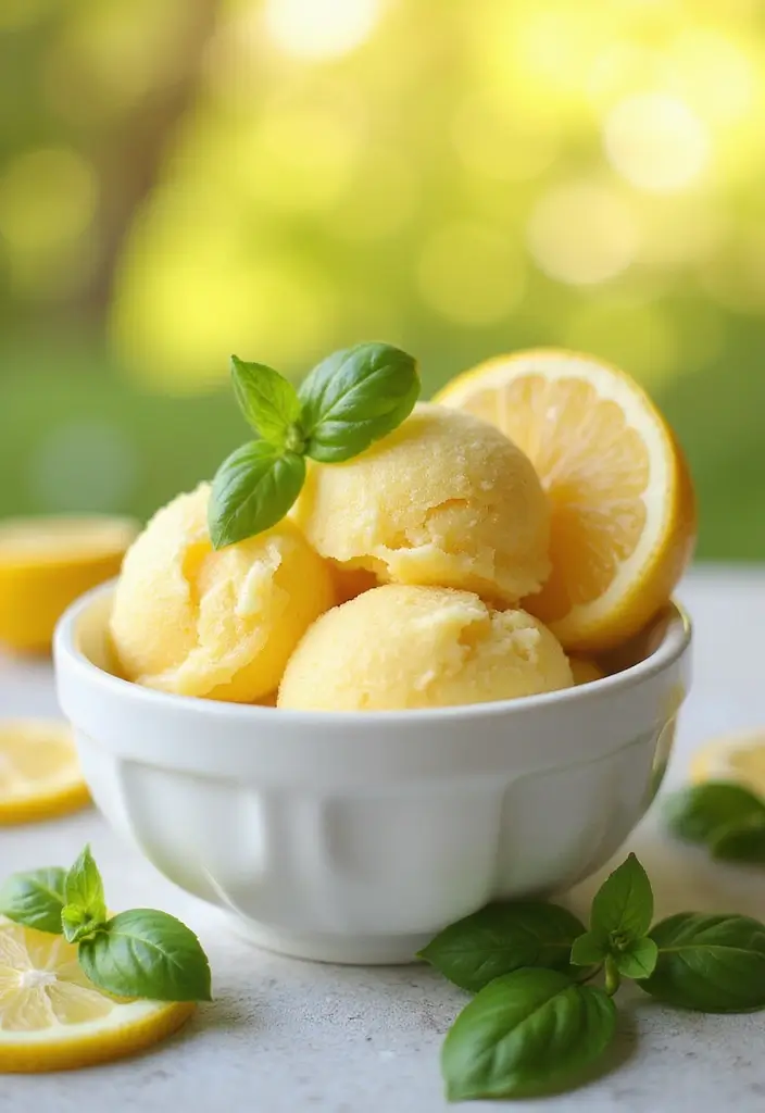 27 Healthy Ice Cream Recipes That Taste Like the Real Thing - 13. Lemon Basil Sorbet