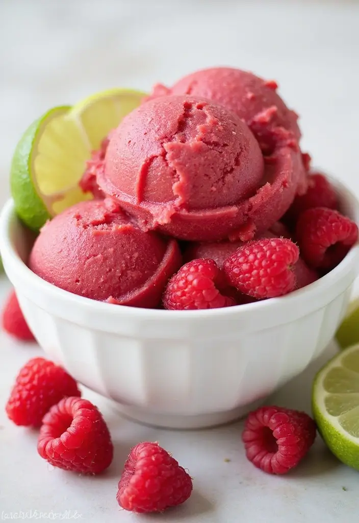 27 Healthy Ice Cream Recipes That Taste Like the Real Thing - 26. Raspberry Lime Sorbet
