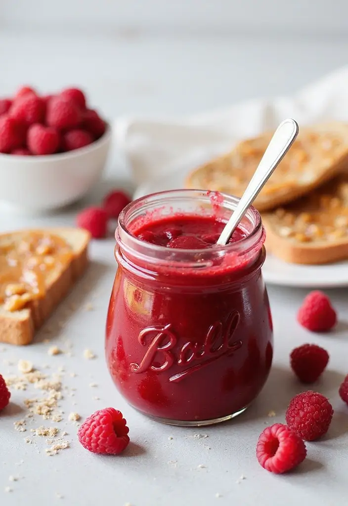 27 Healthy Peanut Butter Recipes That Feel Indulgent Yet Nutritious - 19. Peanut Butter Raspberry Chia Jam
