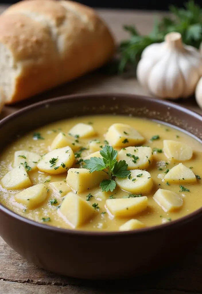 27 Healthy Soup Recipes Clean Eating Comfort Bowls - 21. Garlic and Potato Soup