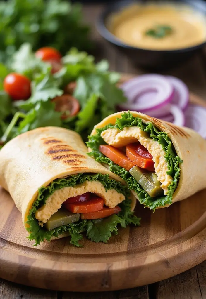 27 Healthy Spring Dinner Recipes That Feel Fresh and Easy - 10. Grilled Vegetable & Hummus Wrap