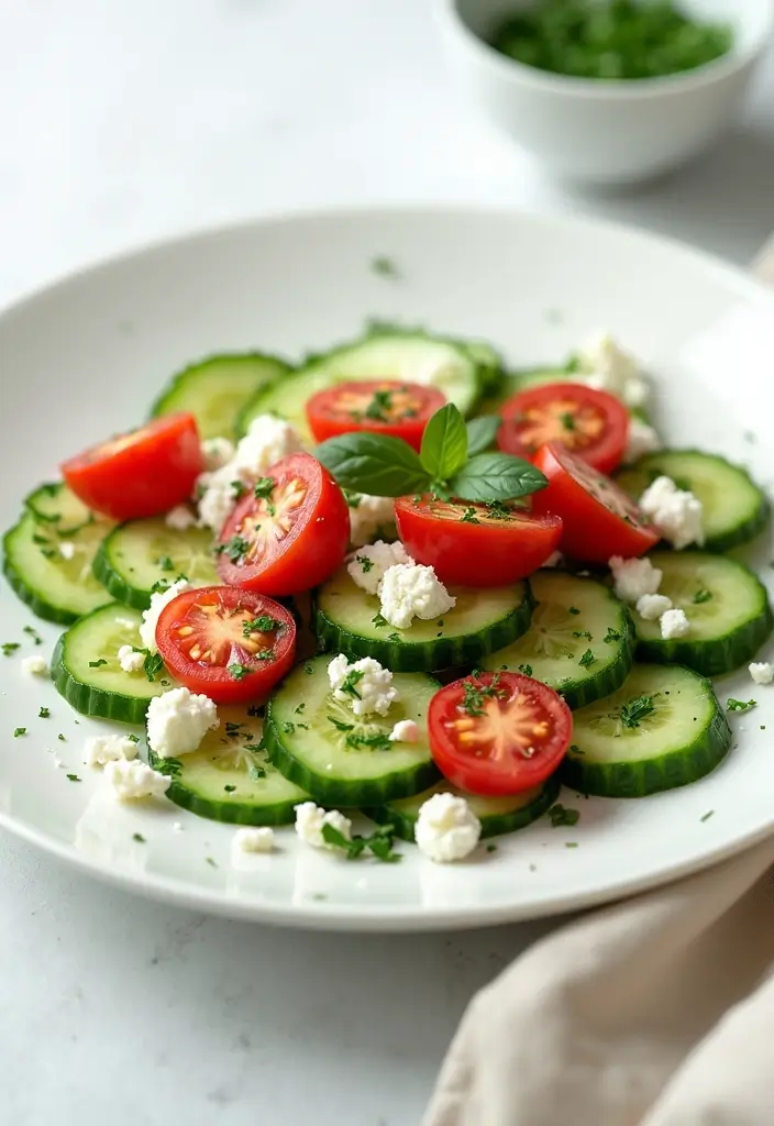 27 Healthy Spring Dinner Recipes That Feel Fresh and Easy - 14. Cucumber & Tomato Salad with Feta