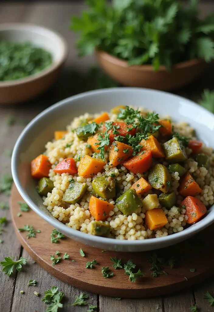 27 Healthy Spring Dinner Recipes That Feel Fresh and Easy - 16. Herbed Couscous with Roasted Vegetables