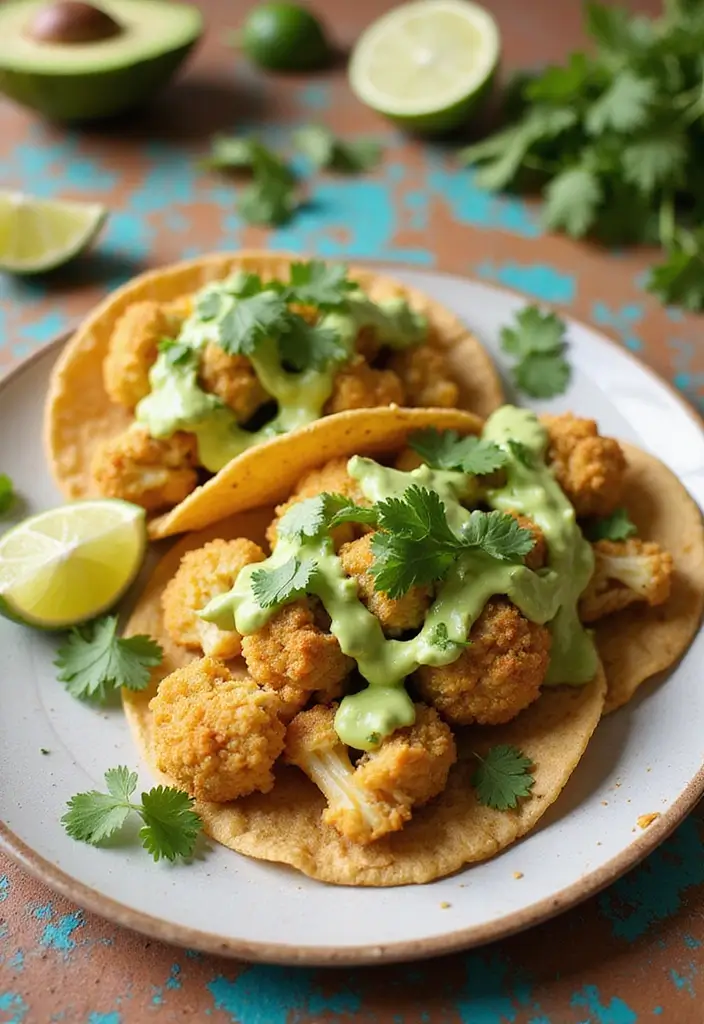 27 Healthy Spring Dinner Recipes That Feel Fresh and Easy - 4. Cauliflower Tacos with Avocado Cream