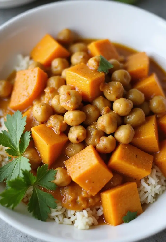 27 Healthy Sweet Potato Recipes That Are Comforting - 5. Sweet Potato and Chickpea Curry