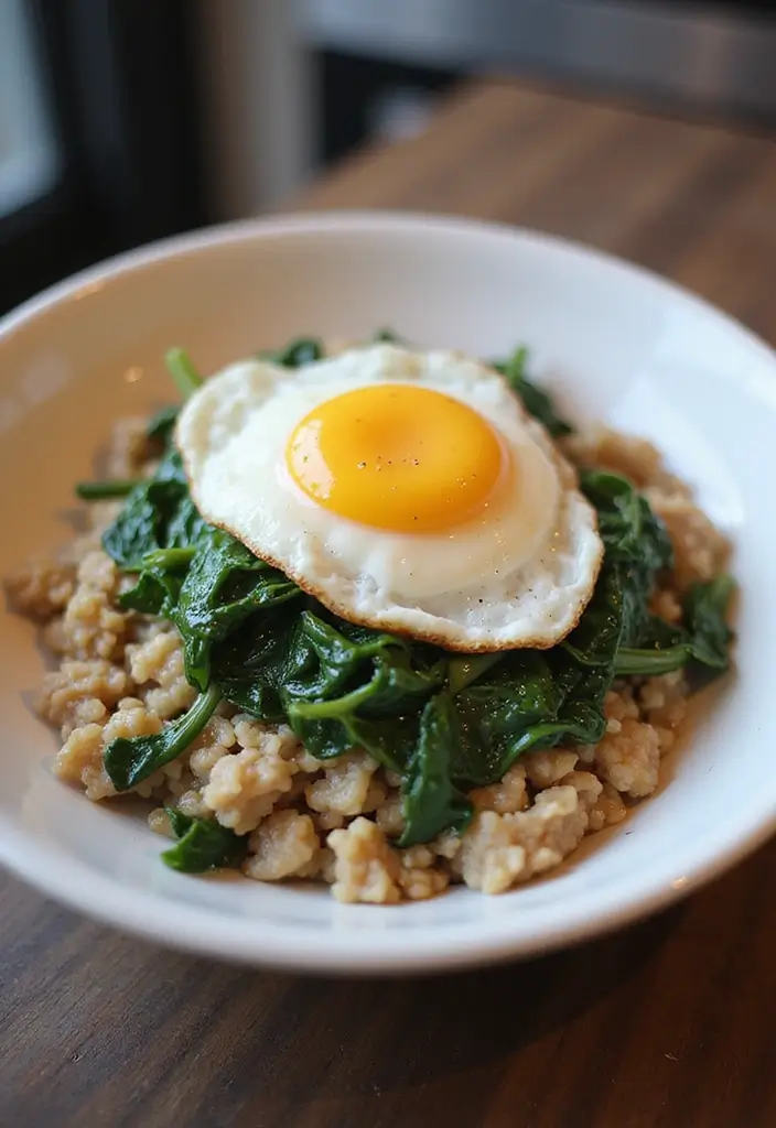 27 Oatmeal Recipes Breakfast Healthy Starts for Busy Days - 6. Savory Spinach and Egg Oatmeal