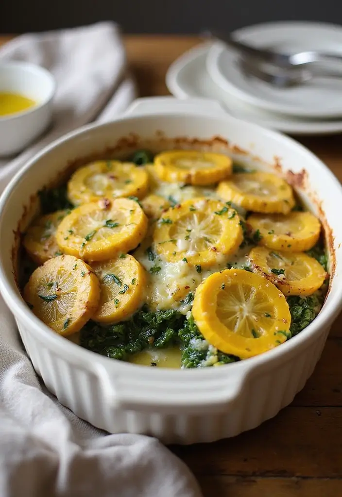 27 Yellow Squash Recipes: Healthy Sides Made Simple - 11. Yellow Squash and Spinach Bake