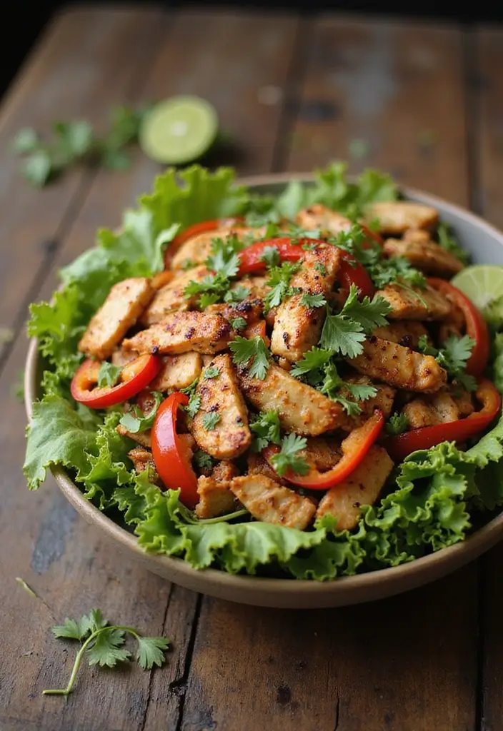 28 Easy Healthy Chicken Dinner Ideas Ready in Minutes - 12. Chicken Fajita Salad