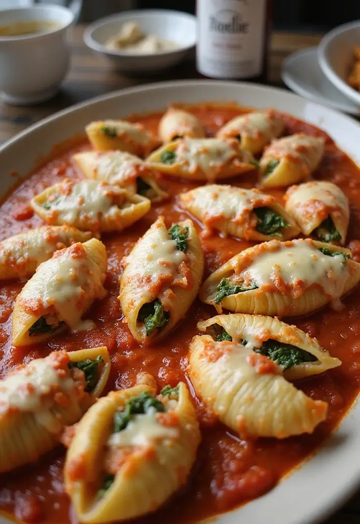 28 Easy Healthy Chicken Dinner Ideas Ready in Minutes - 25. Chicken and Spinach Stuffed Shells