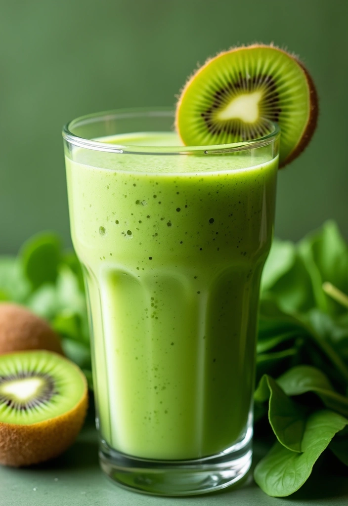 28 Easy Smoothie Recipes Healthy and Perfect for Mornings - 10. Kiwi Spinach Smoothie