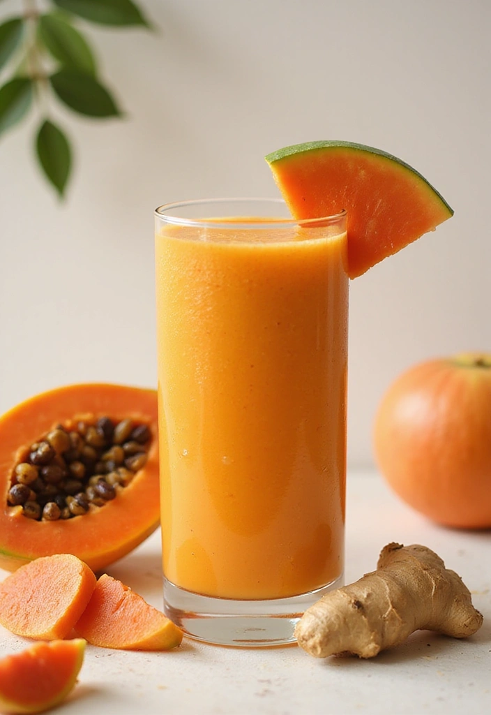 28 Easy Smoothie Recipes Healthy and Perfect for Mornings - 11. Papaya Ginger Smoothie