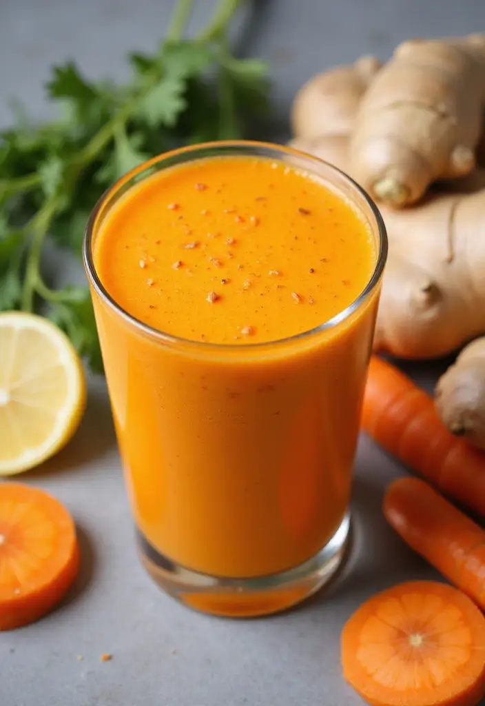 28 Easy Smoothie Recipes Healthy and Perfect for Mornings - 16. Carrot Ginger Smoothie