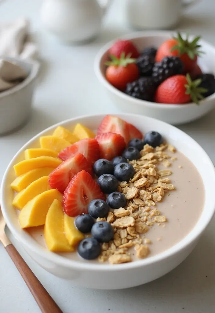 28 Healthy Breakfast Recipes: Easy and Energizing Smoothie Bowls - 10. Coconut Banana Mango Bowl