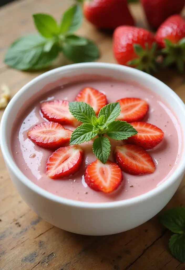 28 Healthy Breakfast Recipes: Easy and Energizing Smoothie Bowls - 11. Strawberry Mint Bowl