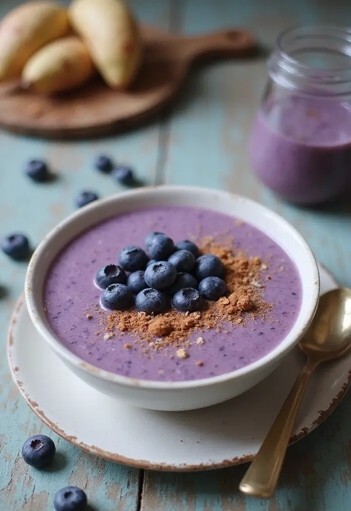 28 Healthy Breakfast Recipes: Easy and Energizing Smoothie Bowls - 16. Blueberry Oatmeal Bowl