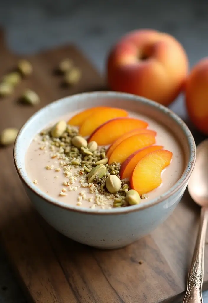 28 Healthy Breakfast Recipes: Easy and Energizing Smoothie Bowls - 18. Peach Vanilla Bowl