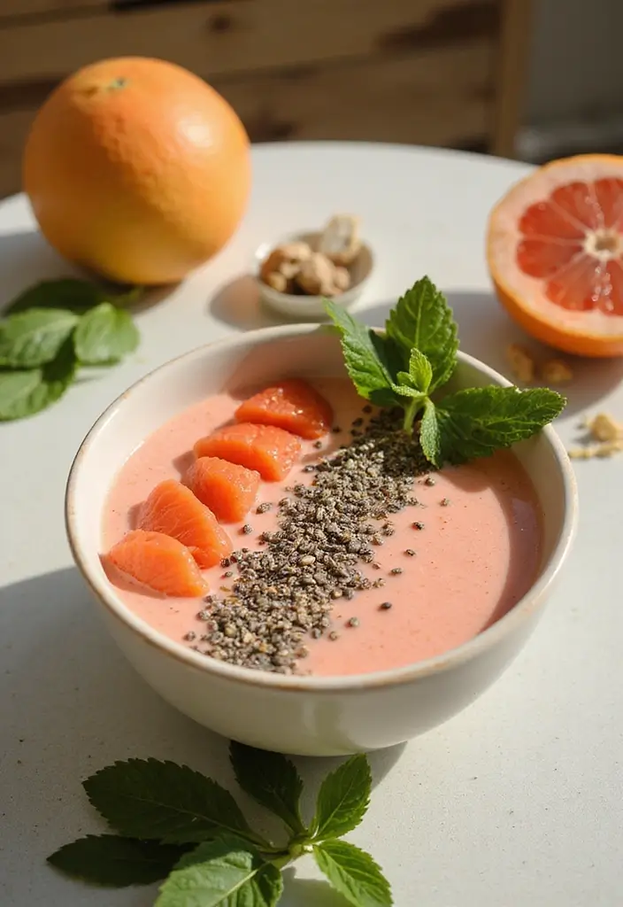 28 Healthy Breakfast Recipes: Easy and Energizing Smoothie Bowls - 19. Grapefruit Ginger Bowl