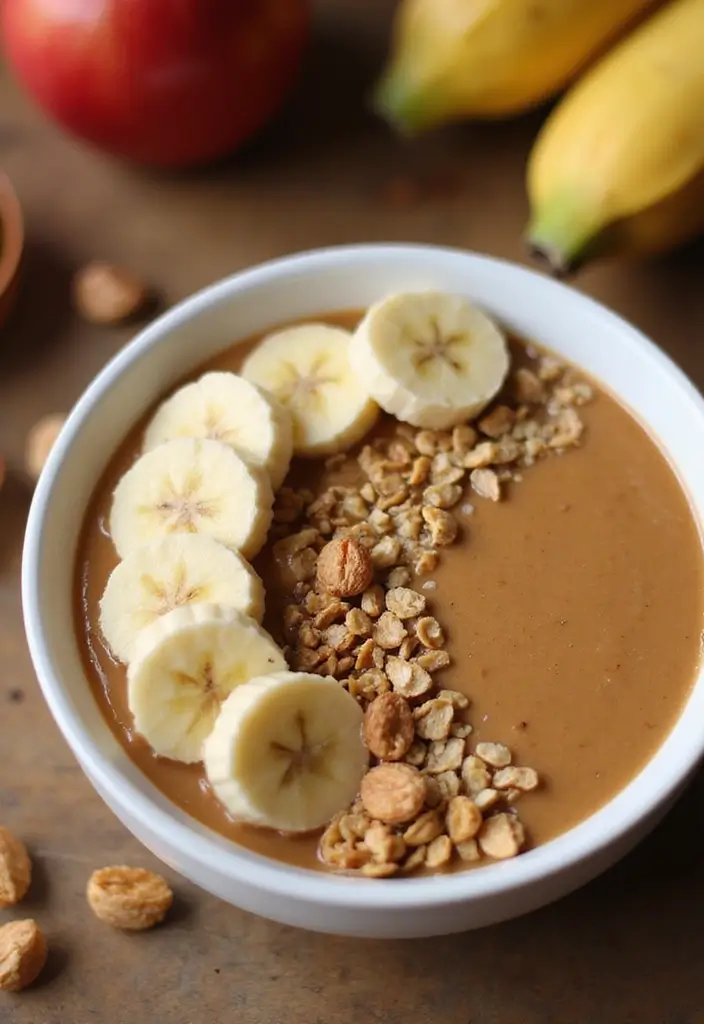 28 Healthy Breakfast Recipes: Easy and Energizing Smoothie Bowls - 4. Peanut Butter Banana Dream Bowl