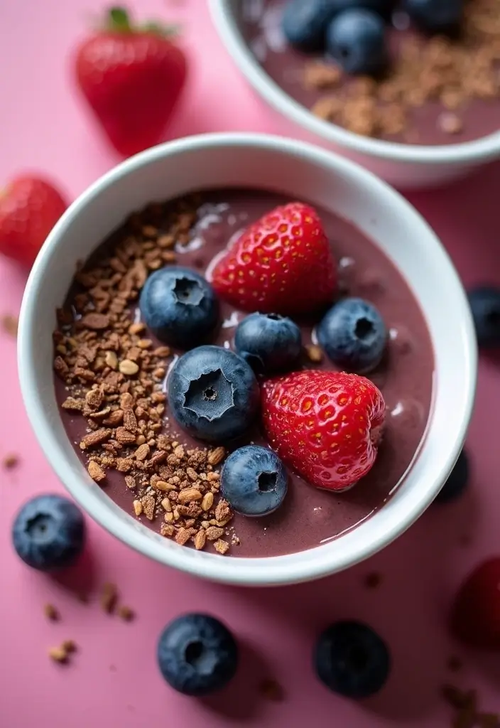 28 Healthy Breakfast Recipes: Easy and Energizing Smoothie Bowls - 5. Choco-Berry Protein Bowl