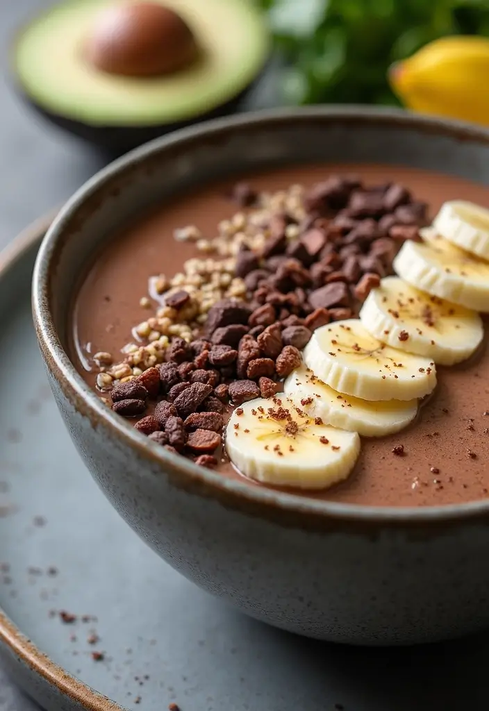 28 Healthy Breakfast Recipes: Easy and Energizing Smoothie Bowls - 8. Chocolate Avocado Bowl