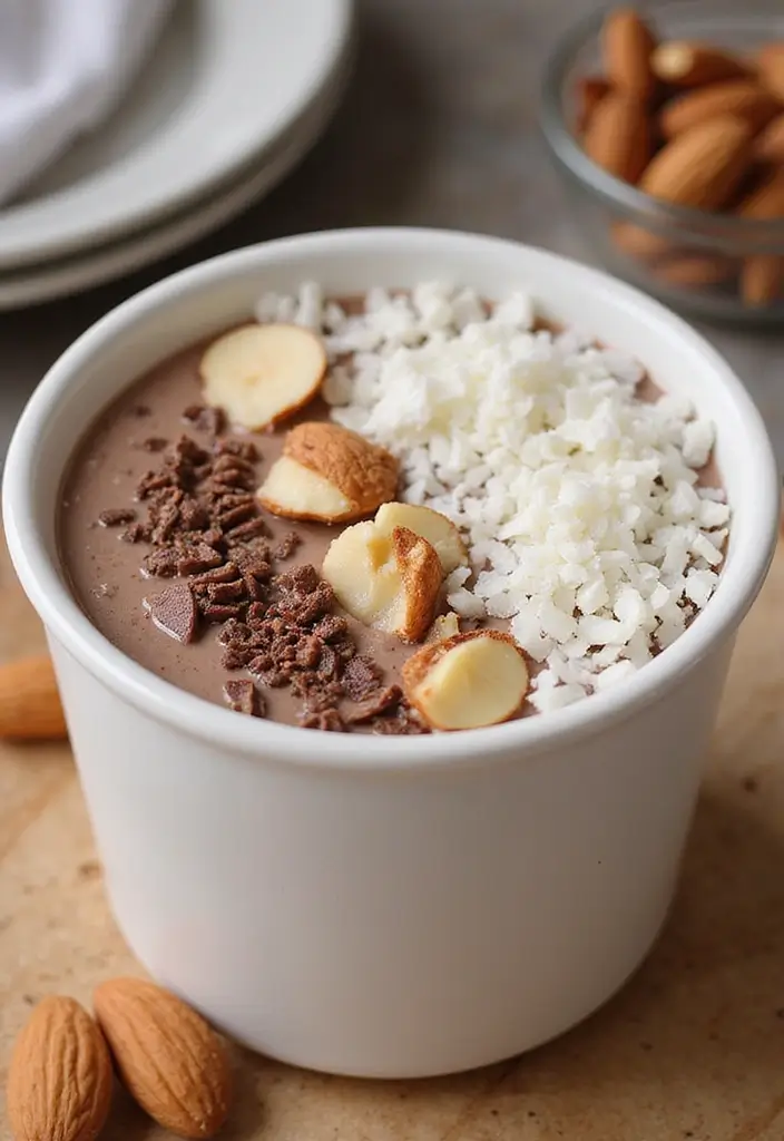 28 Healthy Breakfast Recipes: Easy and Energizing Smoothie Bowls - 9. Almond Joy Bowl