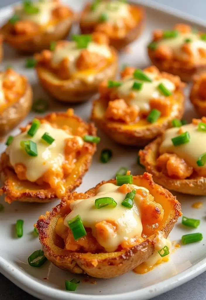 28 Healthy Buffalo Chicken Recipes That Are Spicy and Guilt-Free - 22. Buffalo Chicken Potato Skins