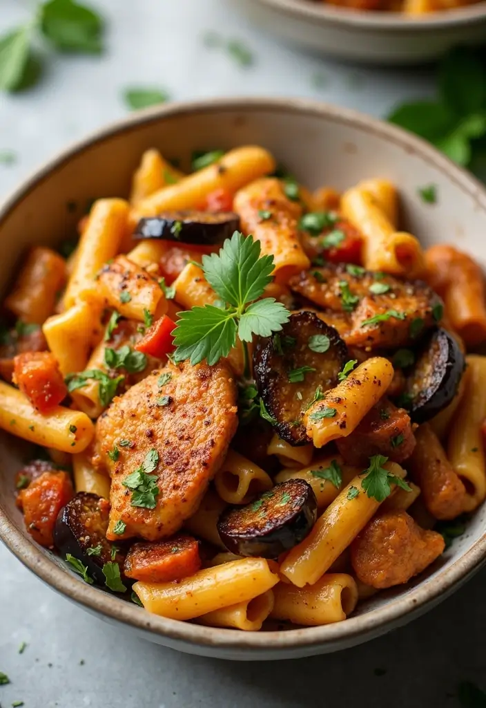 28 Healthy Cajun Chicken Pasta Recipes That Bring the Spice - 23. Cajun Chicken Pasta with Eggplant