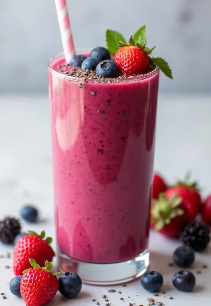 28 Healthy Chia Seed Recipes Packed With Protein - 5. Berry Chia Seed Smoothie