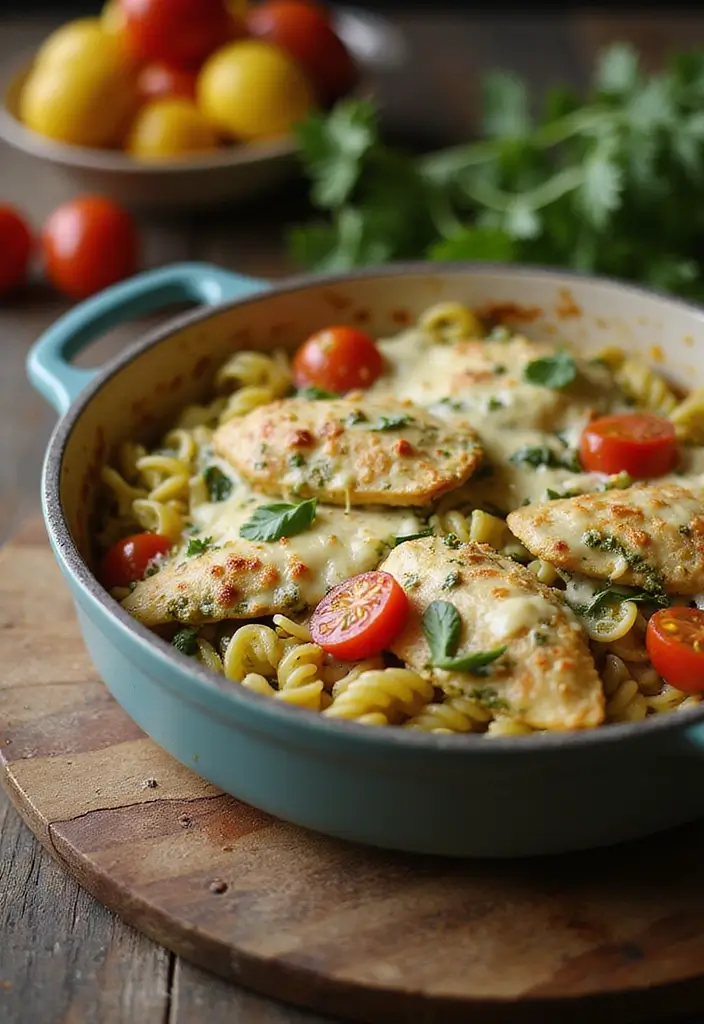 28 Healthy Chicken Casserole Recipes That Are Cozy and Balanced - 10. Pesto Chicken Casserole