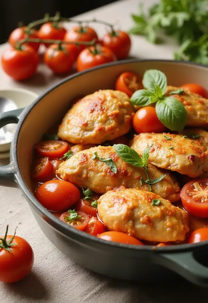 28 Healthy Chicken Casserole Recipes That Are Cozy and Balanced - 24. Chicken and Tomato Casserole