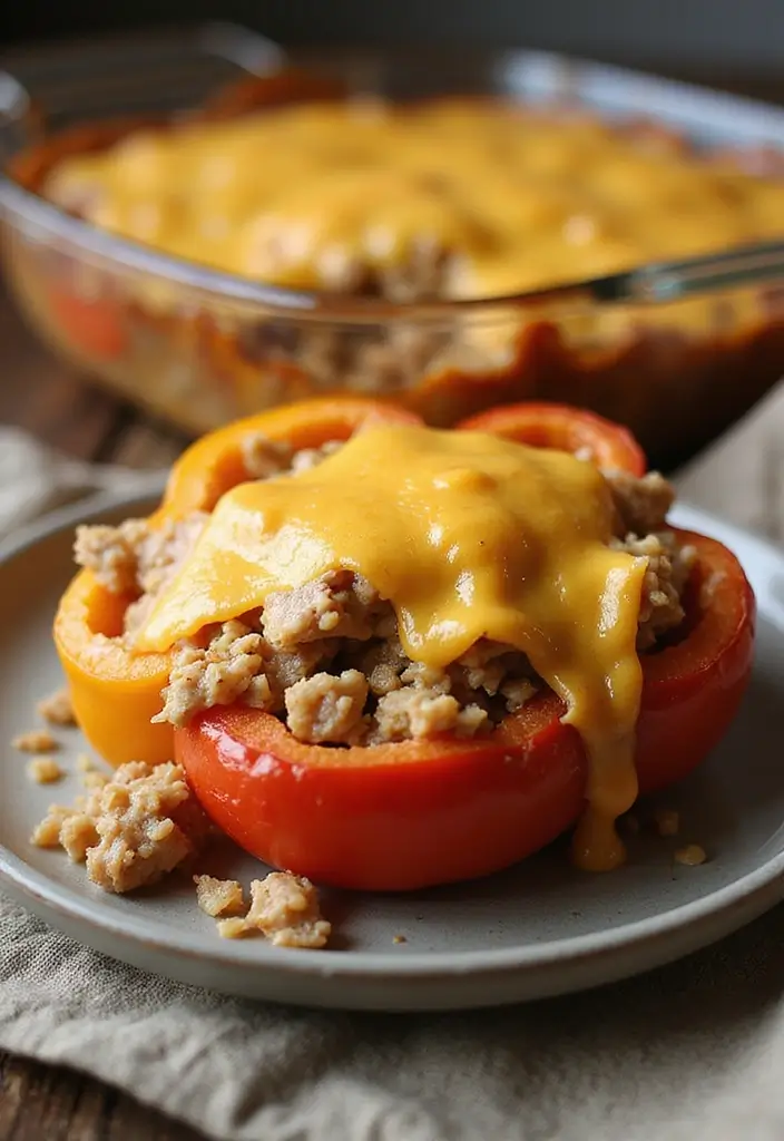 28 Healthy Chicken Casserole Recipes That Are Cozy and Balanced - 25. Stuffed Bell Pepper Casserole