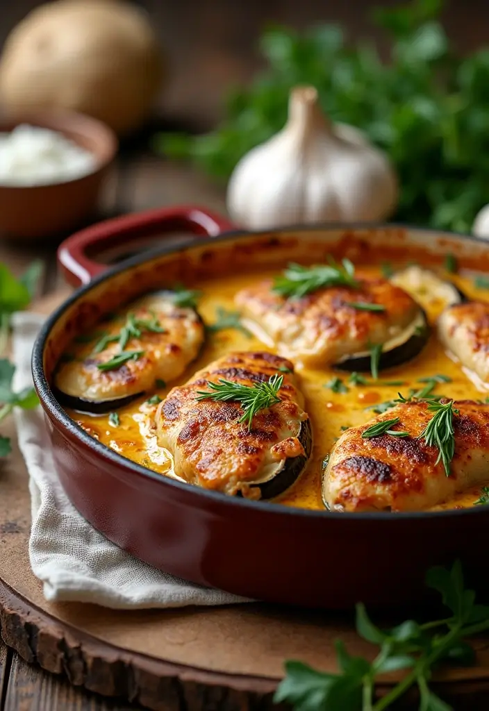 28 Healthy Chicken Casserole Recipes That Are Cozy and Balanced - 27. Chicken and Eggplant Casserole