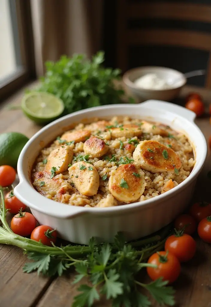 28 Healthy Chicken Casserole Recipes That Are Cozy and Balanced - 7. Chicken and Rice Casserole