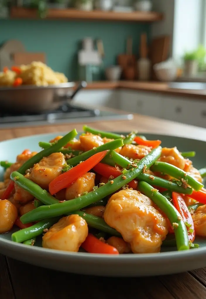 28 Healthy Chicken Stir Fry Recipes That Cook in Minutes - 16. Chicken and Green Bean Stir Fry