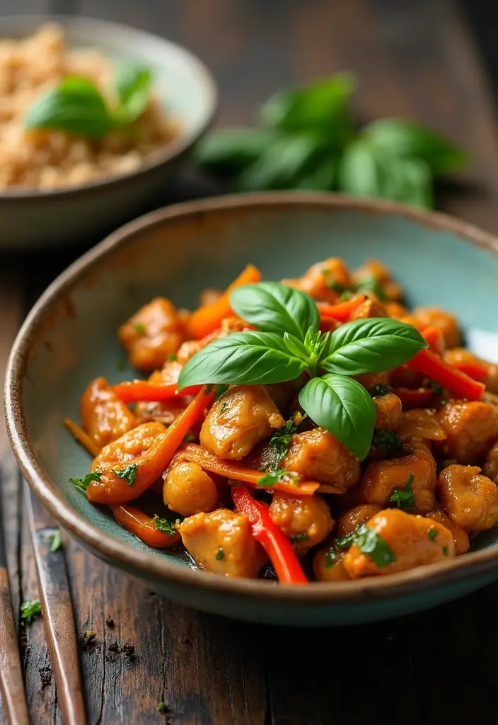 28 Healthy Chicken Stir Fry Recipes That Cook in Minutes - 5. Thai Basil Chicken Stir Fry