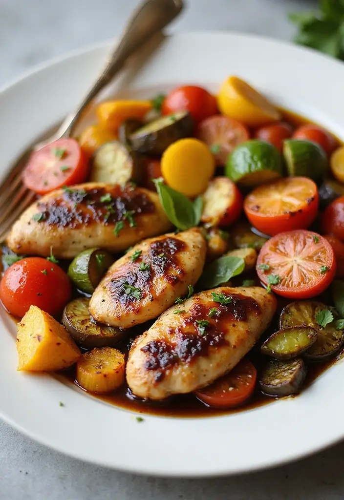 28 Healthy Chicken Tenderloin Recipes That Stay Juicy - 16. Balsamic Chicken Tenderloins with Roasted Vegetables