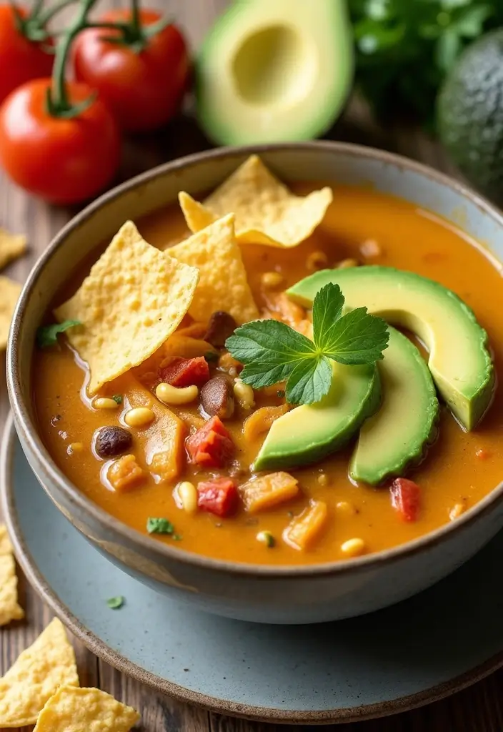 28 Healthy Chicken Tortilla Soup Recipes That Warm You Up - 3. Creamy Avocado Chicken Tortilla Soup
