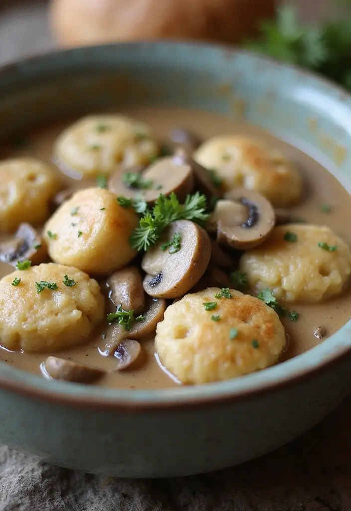 28 Healthy Chicken and Dumplings Recipes That Feel Cozy - 26. Chicken and Dumplings with a Creamy Mushroom Sauce