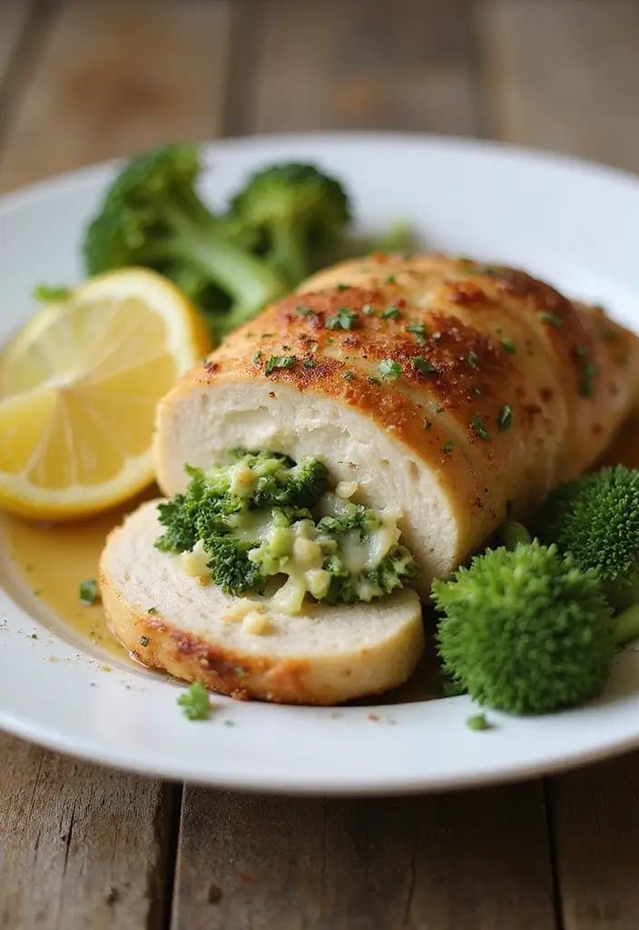 28 Healthy Dinner Recipes for Weight Losing That Actually Satisfy - 23. Broccoli and Cheese Stuffed Chicken