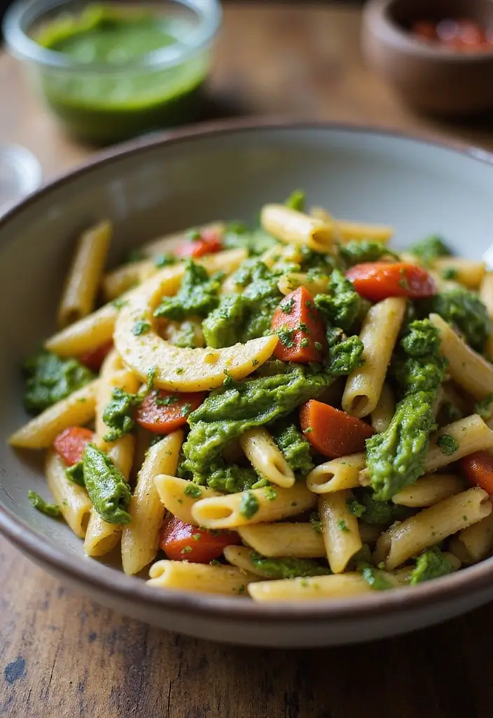 28 Healthy Dinner Recipes for Weight Losing That Actually Satisfy - 25. Pesto Vegetable Pasta